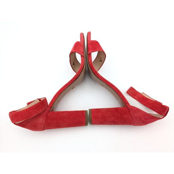 Pelle Moda Briar High Block Heel Ankle Strap Sandals Women's Red Size US10M EU41 - Picture 5 of 9